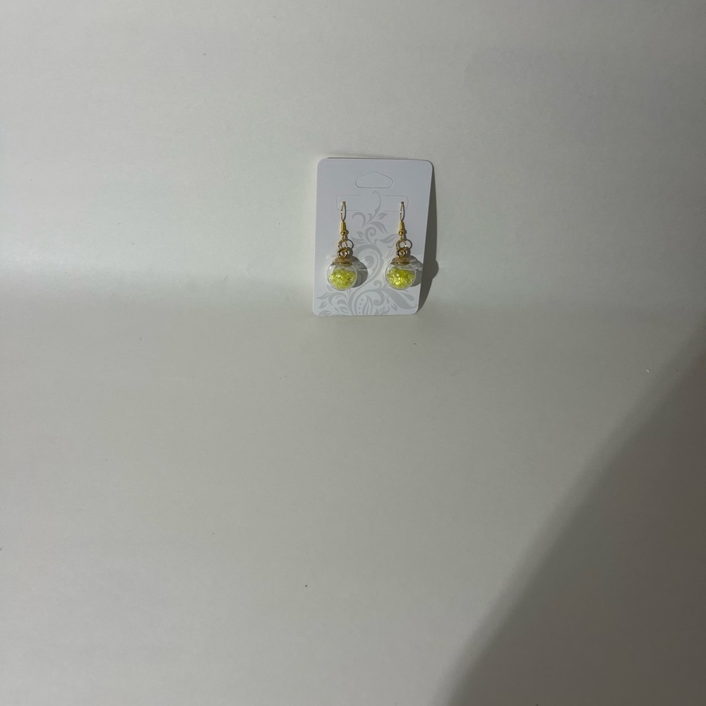 light green glass ornament earrings handmade